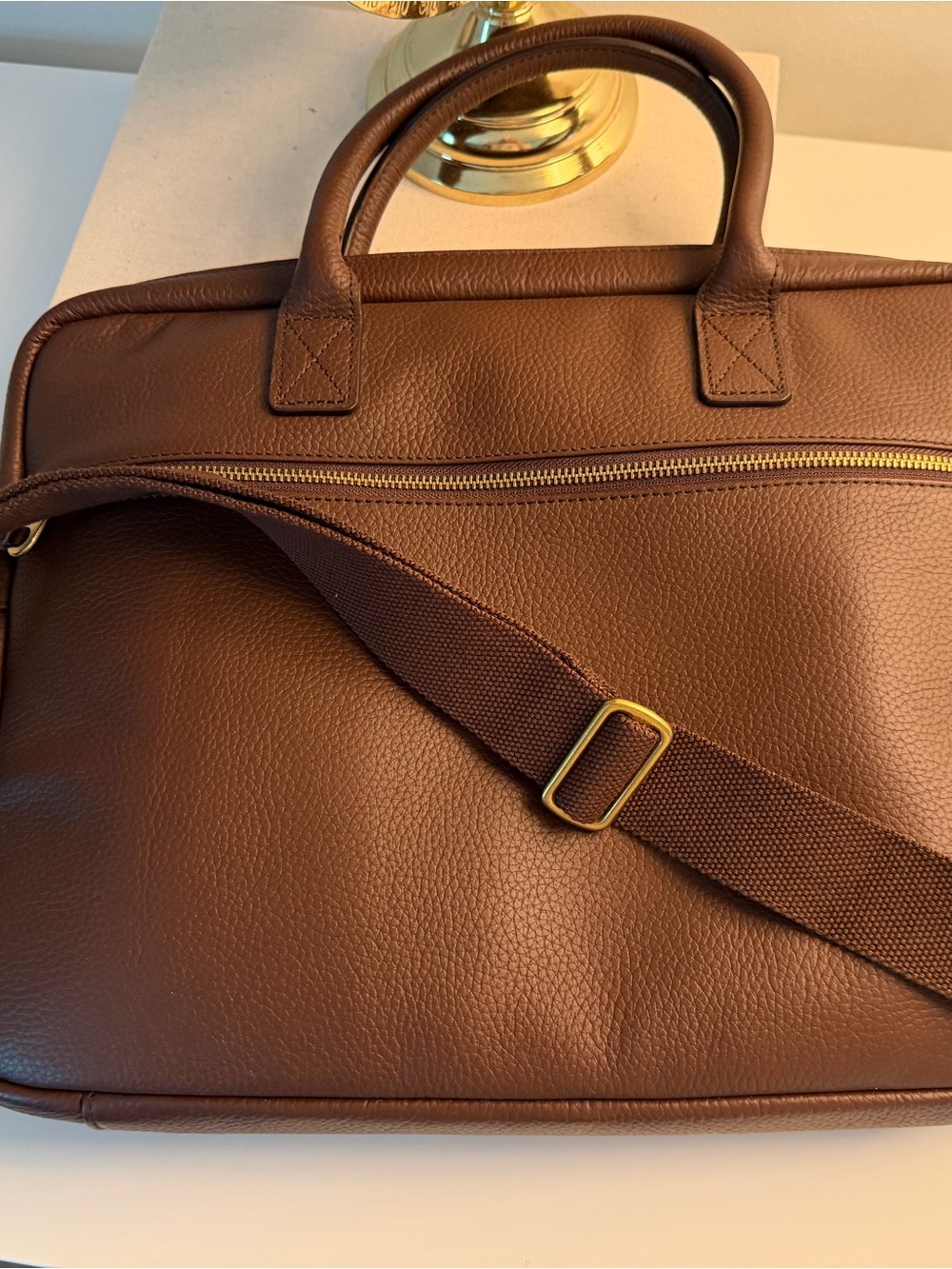 Mark & Graham Harvey Leather Laptop bag/ Briefcase w/ adjustable strap - Brown